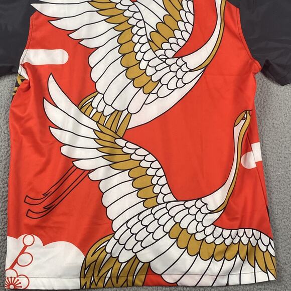 Men's XL Japanese Crane & Plum Blossom Aloha Kimono Hawaiian Style Button Down - Picture 10 of 10